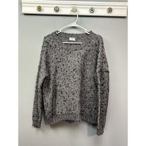 Wallace J. Crew Sweater Womens Large Gray Chunky Wool Blend Marled Knit